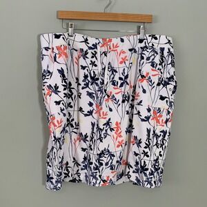 NEW CJ Banks Womens Skirt 2X White Floral Print Pull On Skort Casual Golf Tennis